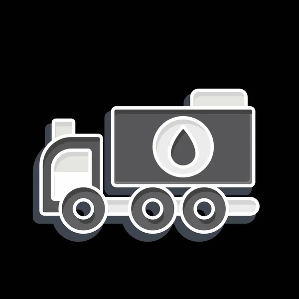 Ciężarówka Ikoną Wody Związane Symbolem Pojazdów Budowlanych Błyszczący Styl Prosty — Wektor stockowy