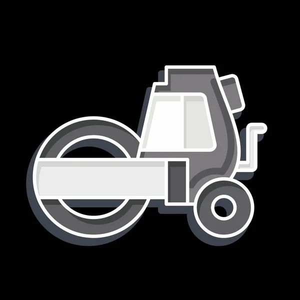Icona Steamroller Relativi Simbolo Dei Veicoli Costruzione Stile Lucido Design — Vettoriale Stock