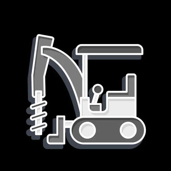 Icono Excavadora Auger Drive Relacionado Con Símbolo Vehículos Construcción Estilo — Vector de stock