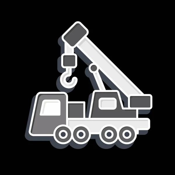 Ikone Kranich Zusammenhang Mit Baufahrzeugen Symbol Hochglanzstil Einfaches Design Editierbar — Stockvektor