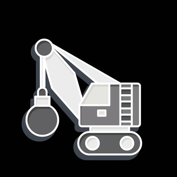 Icon Demolition Crane Related Construction Vehicles Symbol Glossy Style Simple — Stock Vector