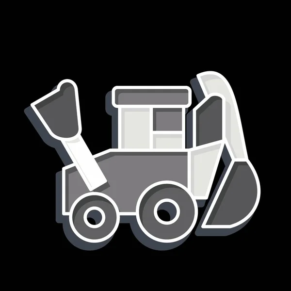 Icon Backhoe Related Construction Vehicles Symbol Glossy Style Simple Design — Stock Vector