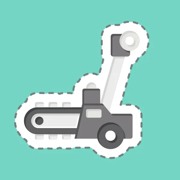 Sticker Line Střih Trencher Související Symbolem Stavebních Vozidel Jednoduchý Design — Stockový vektor