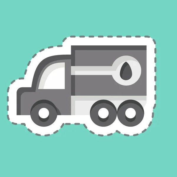 ステッカーラインカット燃料トラック 建設車両のシンボルに関連します シンプルなデザインを編集できます シンプルなイラスト — ストックベクタ