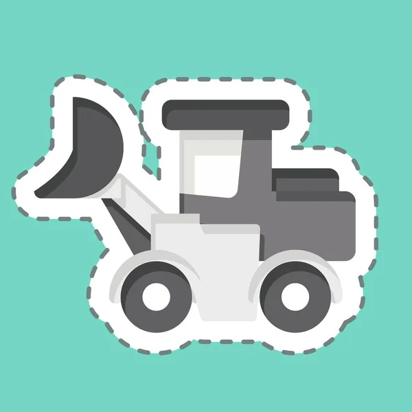 Sticker Line Cut Loader Truck Related Construction Vehicles Symbol Simple — Stock Vector