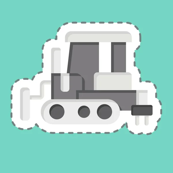 Ligne Autocollant Coupe Bulldozer Lié Symbole Véhicules Construction Conception Simple — Image vectorielle