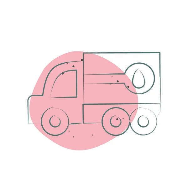Icona Fuel Truck Relativi Simbolo Dei Veicoli Costruzione Colore Spot — Vettoriale Stock