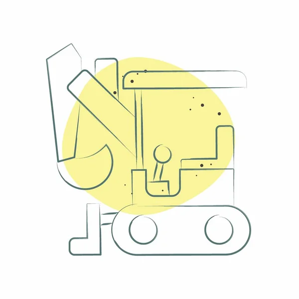 Icon Compact Bagger Zusammenhang Mit Baufahrzeugen Symbol Farbfleck Stil Einfaches — Stockvektor