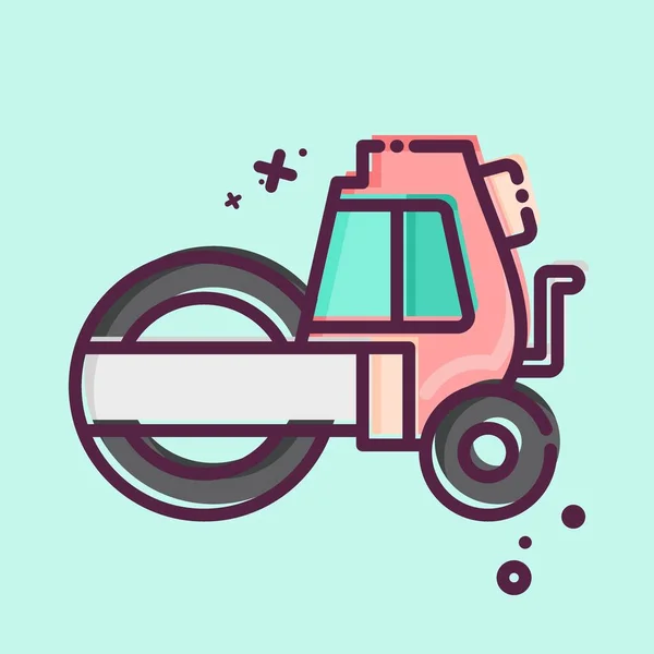 Icon Steamroller Που Σχετίζονται Σύμβολο Των Κατασκευαστικών Οχημάτων Στυλ Mbe — Διανυσματικό Αρχείο