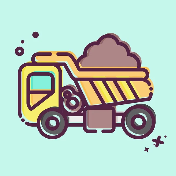 Icon Dump Truck Related Construction Vehicles Symbol Mbe Style Simple — Stock Vector