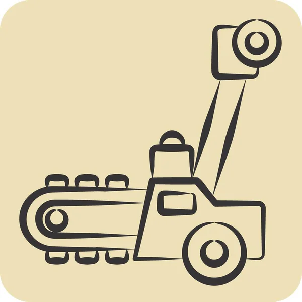 Icon Trencher Související Symbolem Stavebních Vozidel Ručně Kreslený Styl Jednoduchý — Stockový vektor