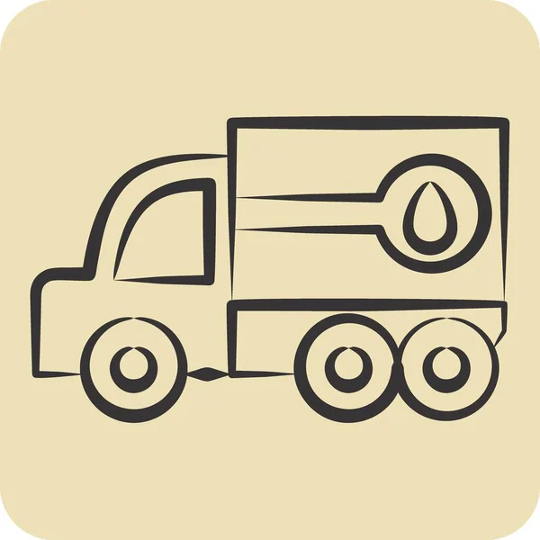 Іконка Паливна Вантажівка Пов Язані Символом Будівельних Машин Стиль Намальований — стоковий вектор