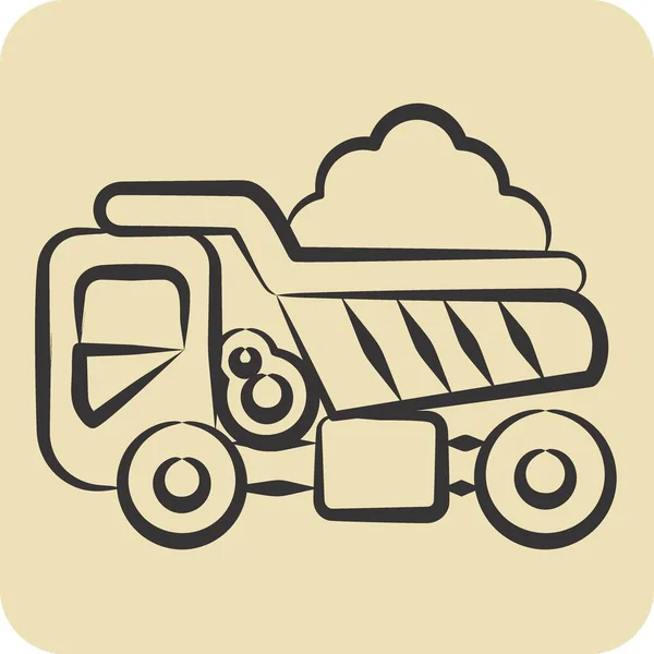 Icon Dump Truck Related Construction Vehicles Symbol Hand Drawn Style — Stock Vector