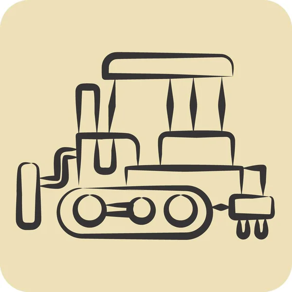 Icon Bulldozer Relacionado Com Símbolo Veículos Construção Estilo Desenhado Mão — Vetor de Stock