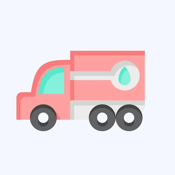 Camión Combustible Icono Relacionado Con Símbolo Vehículos Construcción Estilo Plano — Vector de stock