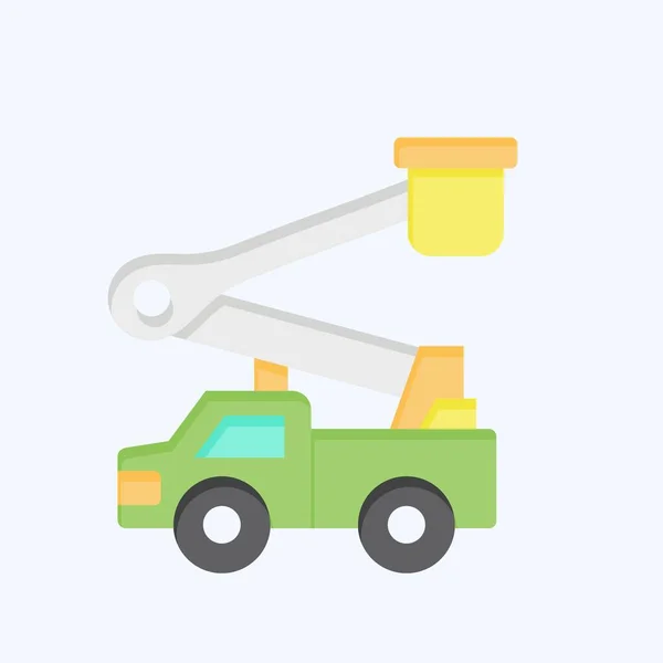 Іконка Відро Вантажівка Пов Язані Символом Будівельних Машин Плоский Стиль — стоковий вектор