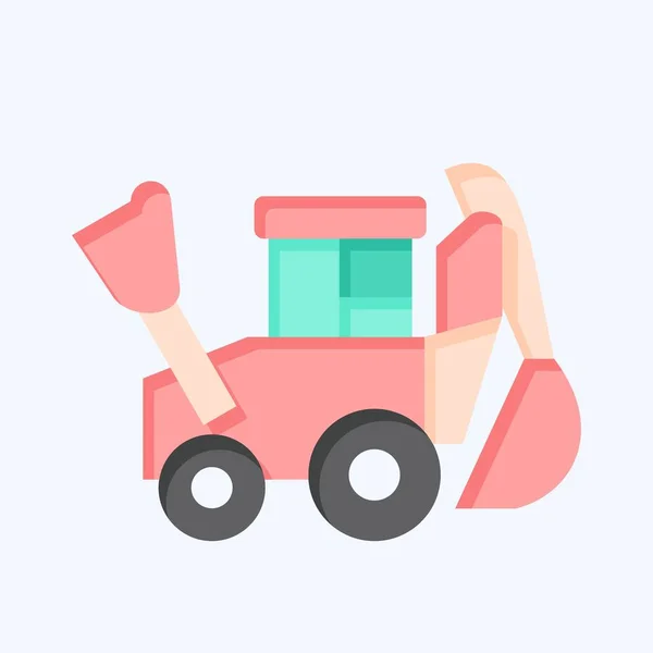 Ikone Bagger Zusammenhang Mit Baufahrzeugen Symbol Flachen Stil Einfaches Design — Stockvektor