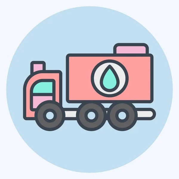 Camión Agua Icono Relacionado Con Símbolo Vehículos Construcción Estilo Mate — Archivo Imágenes Vectoriales