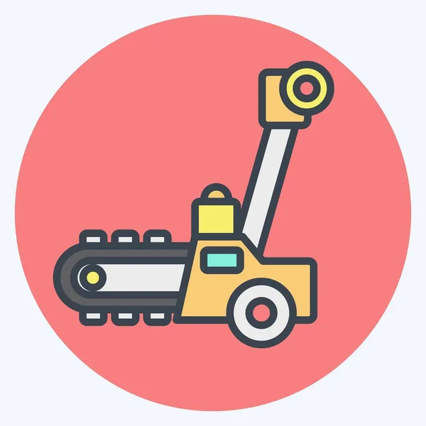 Ikone Trencher Zusammenhang Mit Baufahrzeugen Symbol Farbe Mate Stil Einfaches — Stockvektor