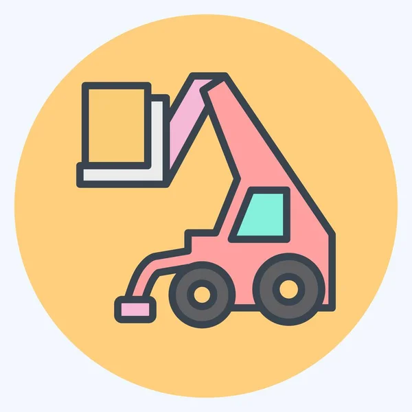 Ikone Teleskoplader Zusammenhang Mit Baufahrzeugen Symbol Farbe Mate Stil Einfaches — Stockvektor