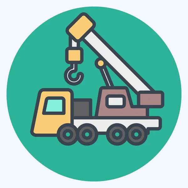 Ícone Crane Relacionado Com Símbolo Veículos Construção Estilo Companheiro Cor — Vetor de Stock