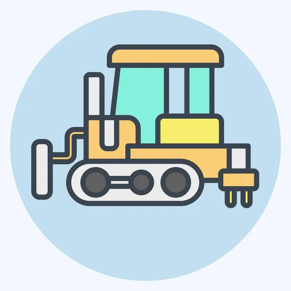 Icon Bulldozer Související Symbolem Stavebních Vozidel Styl Barevného Partnera Jednoduchý — Stockový vektor