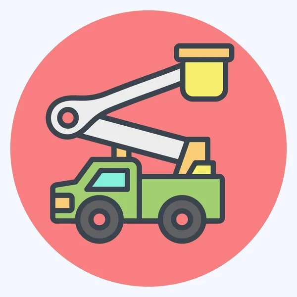 Camion Seau Icône Lié Symbole Véhicules Construction Couleur Mate Style — Image vectorielle