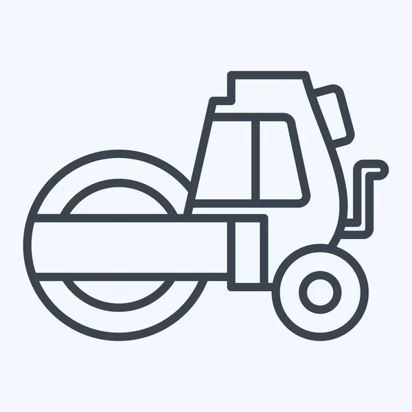 Ikone Dampfwalze Zusammenhang Mit Baufahrzeugen Symbol Linienstil Einfaches Design Editierbar — Stockvektor