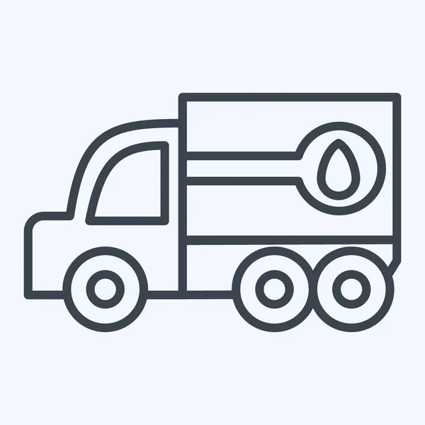 Icon燃料卡车 与建筑车辆符号有关 线条风格 简单的设计可以编辑 简单的例子 — 图库矢量图片
