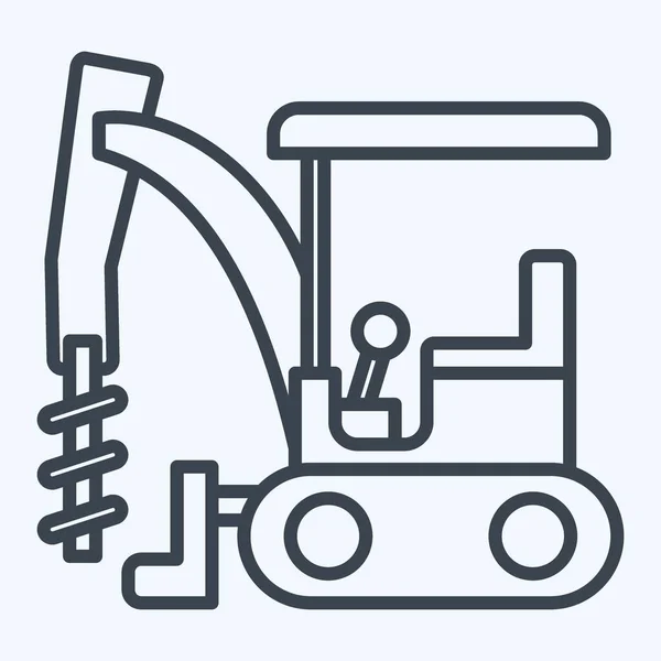 Icon Escavadora Auger Drive Relacionado Com Símbolo Veículos Construção Estilo — Vetor de Stock