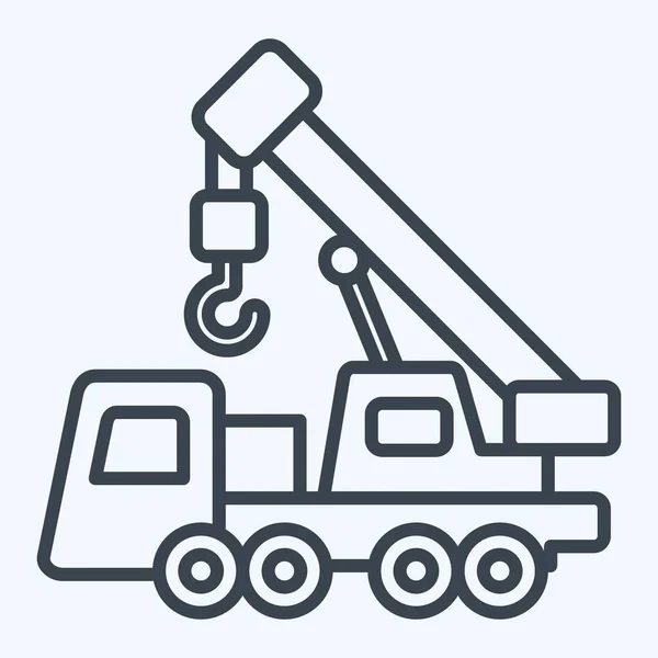Icon Crane Related Construction Vehicles Symbol Line Style Simple Design — Stock Vector