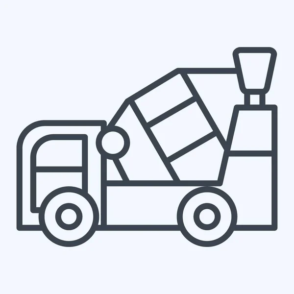 Betonmischer Ikone Zusammenhang Mit Baufahrzeugen Symbol Linienstil Einfaches Design Editierbar — Stockvektor