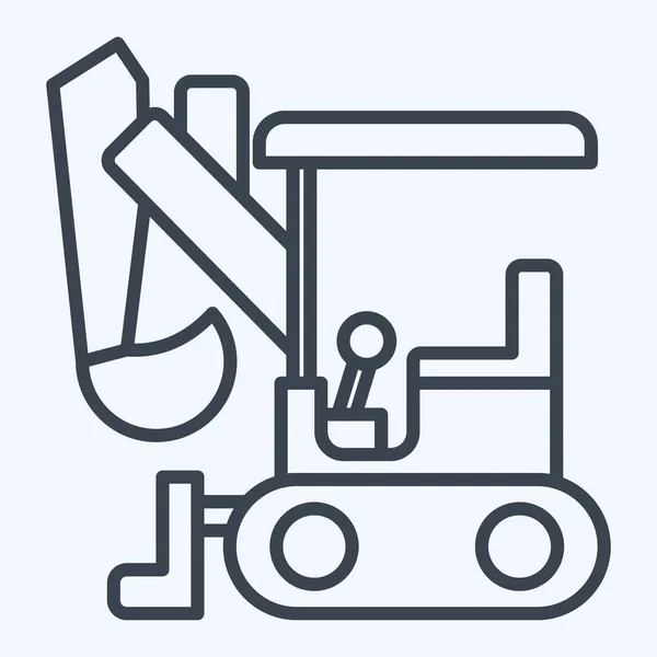 Icon Compact Bagger Zusammenhang Mit Baufahrzeugen Symbol Linienstil Einfaches Design — Stockvektor