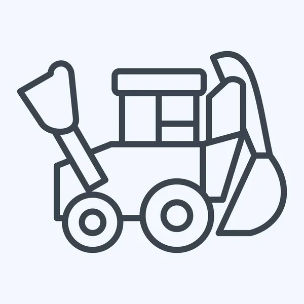 Ikone Bagger Zusammenhang Mit Baufahrzeugen Symbol Linienstil Einfaches Design Editierbar — Stockvektor