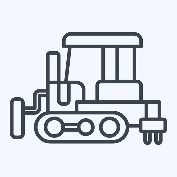 Buldożer Ikon Związane Symbolem Pojazdów Budowlanych Styl Linii Prosty Projekt — Wektor stockowy