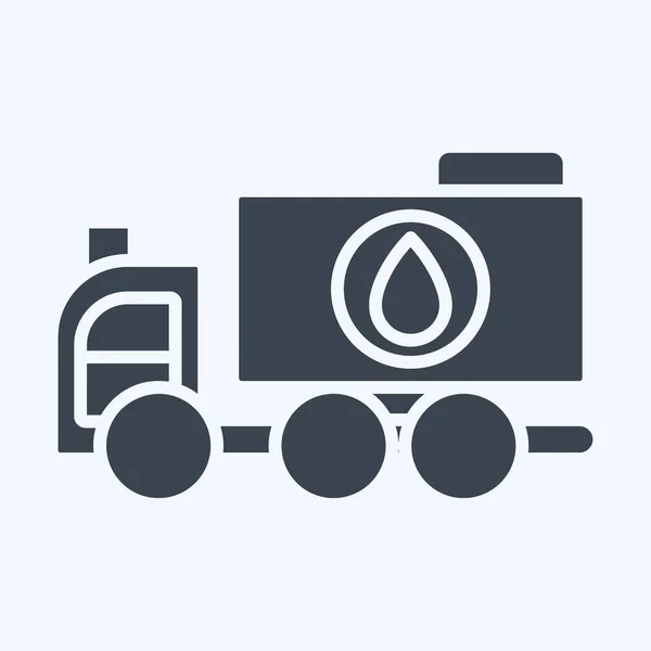 Camión Agua Icono Relacionado Con Símbolo Vehículos Construcción Estilo Glifo — Archivo Imágenes Vectoriales