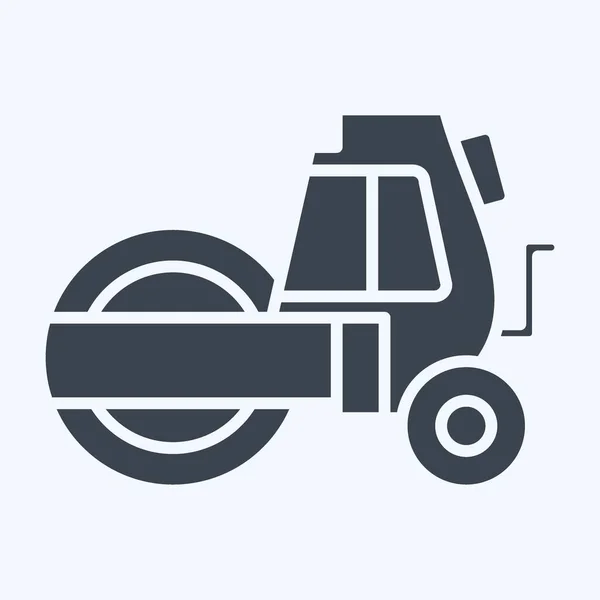 Ikone Dampfwalze Zusammenhang Mit Baufahrzeugen Symbol Glyphen Stil Einfaches Design — Stockvektor