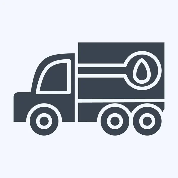 Camión Combustible Icono Relacionado Con Símbolo Vehículos Construcción Estilo Glifo — Vector de stock