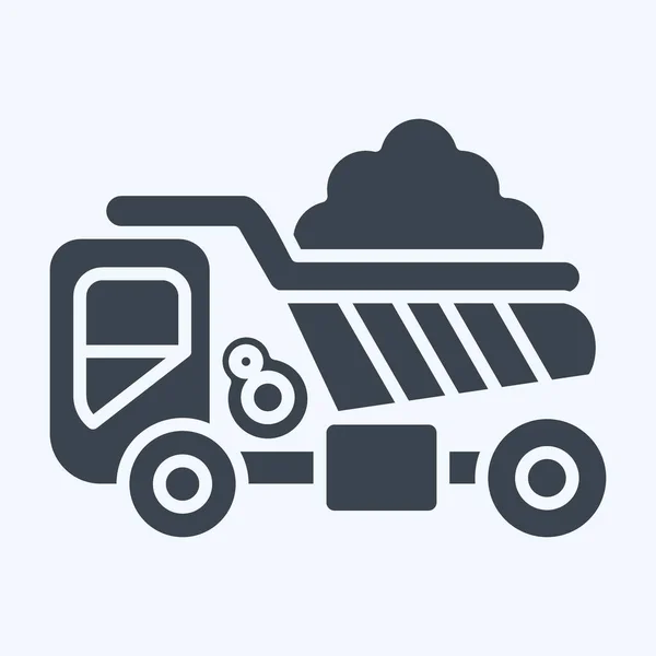 Ikoon Dump Truck Gerelateerd Aan Bouwvoertuigen Symbool Glyph Stijl Eenvoudig — Stockvector