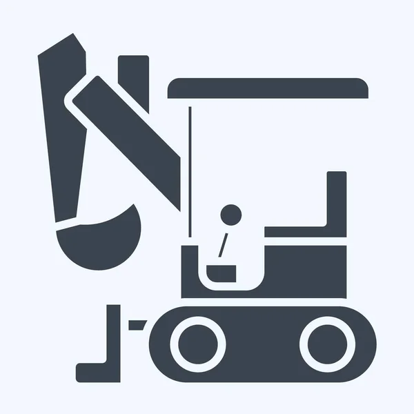 Icon Compact Excavator Относится Символу Конструкции Стиле Глифа Простой Дизайн — стоковый вектор