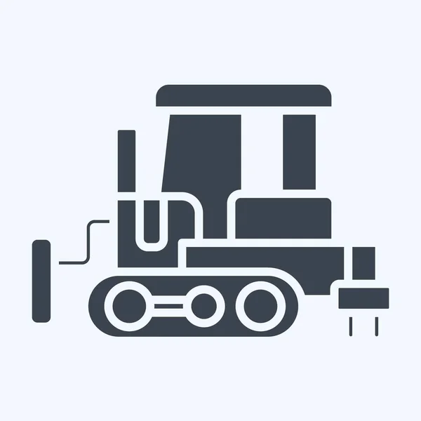 Icon Bulldozer Terkait Dengan Simbol Kendaraan Konstruksi Gaya Glif Desain - Stok Vektor