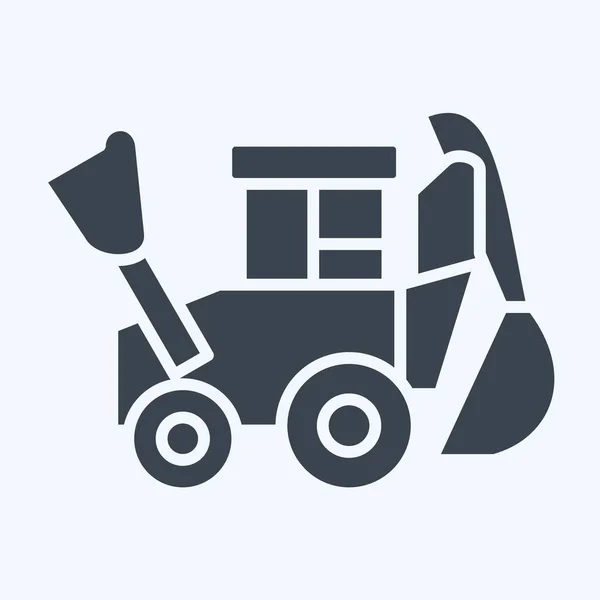 Ikone Bagger Zusammenhang Mit Baufahrzeugen Symbol Glyphen Stil Einfaches Design — Stockvektor