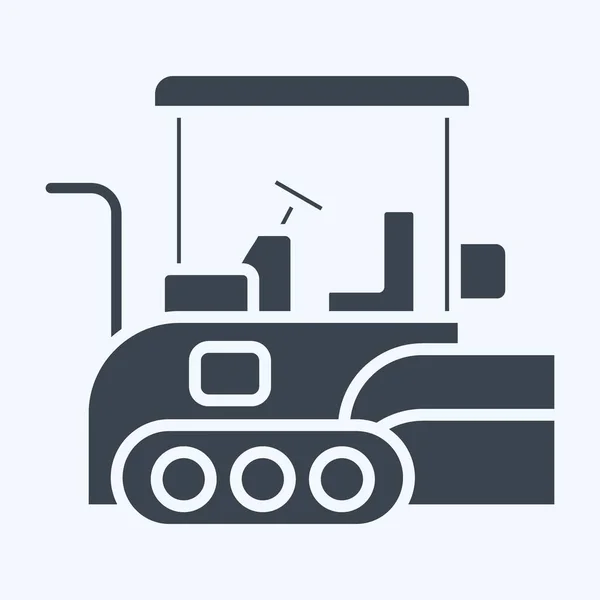 Icon Asfalt Paver Související Symbolem Stavebních Vozidel Styl Glyfu Jednoduchý — Stockový vektor