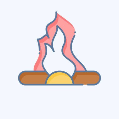 Icon Şenlik Ateşi. Tarih öncesi sembolle ilgili. Karalama stili. Basit dizayn edilebilir. Basit resimleme