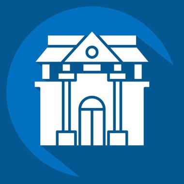 Tarih ikonu müzesi. Tarih öncesi sembolle ilgili. Uzun gölge tarzı. Basit dizayn edilebilir. Basit resimleme