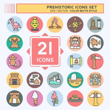 Tarih Öncesi Simge Ayarları. Eğitim sembolüyle ilgili. renk arkadaşı stili. Basit dizayn edilebilir. Basit resimleme