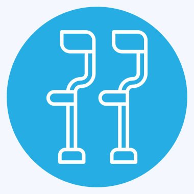 İkon Koltuk değnekleri. Ortopedik sembolle ilgili. Mavi gözlü. Basit dizayn edilebilir. Basit resimleme