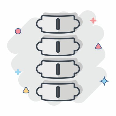 Simge omurgası. Ortopedik sembolle ilgili. Çizgi roman. Basit dizayn edilebilir. Basit resimleme