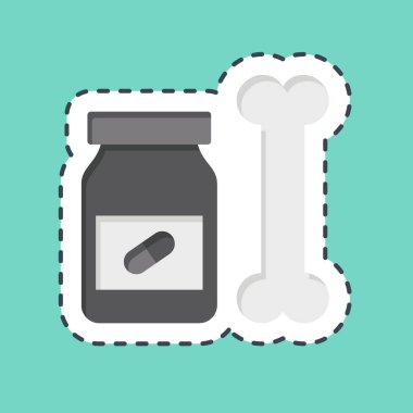 Çıkartma çizgisi tıbbı kesti. Ortopedik sembolle ilgili. Basit dizayn edilebilir. Basit resimleme