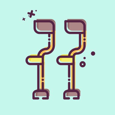 İkon Koltuk değnekleri. Ortopedik sembolle ilgili. MBE tarzı. Basit dizayn edilebilir. Basit resimleme